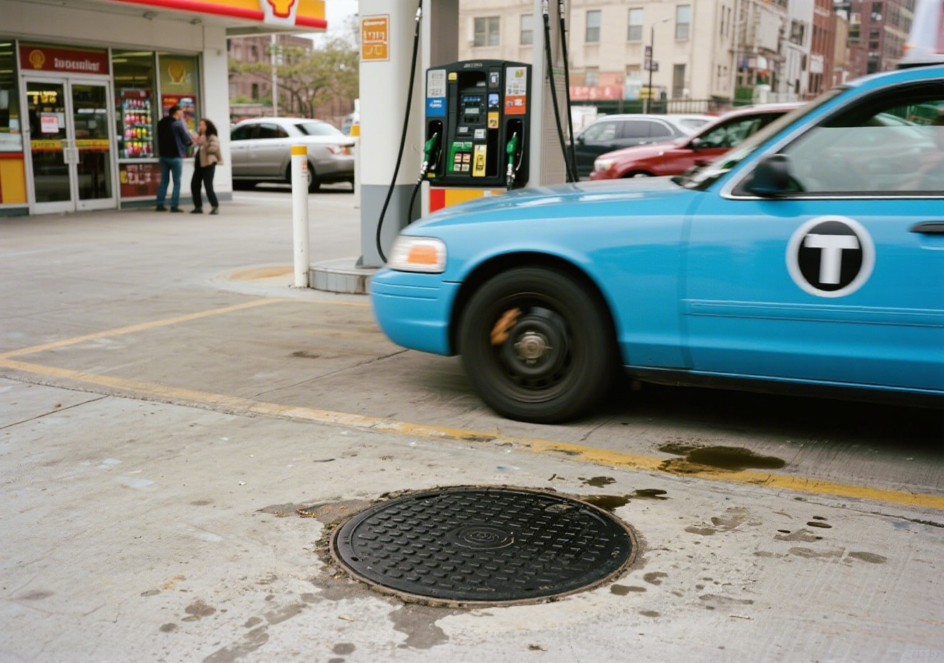 Why do gas stations use composite manhole covers?