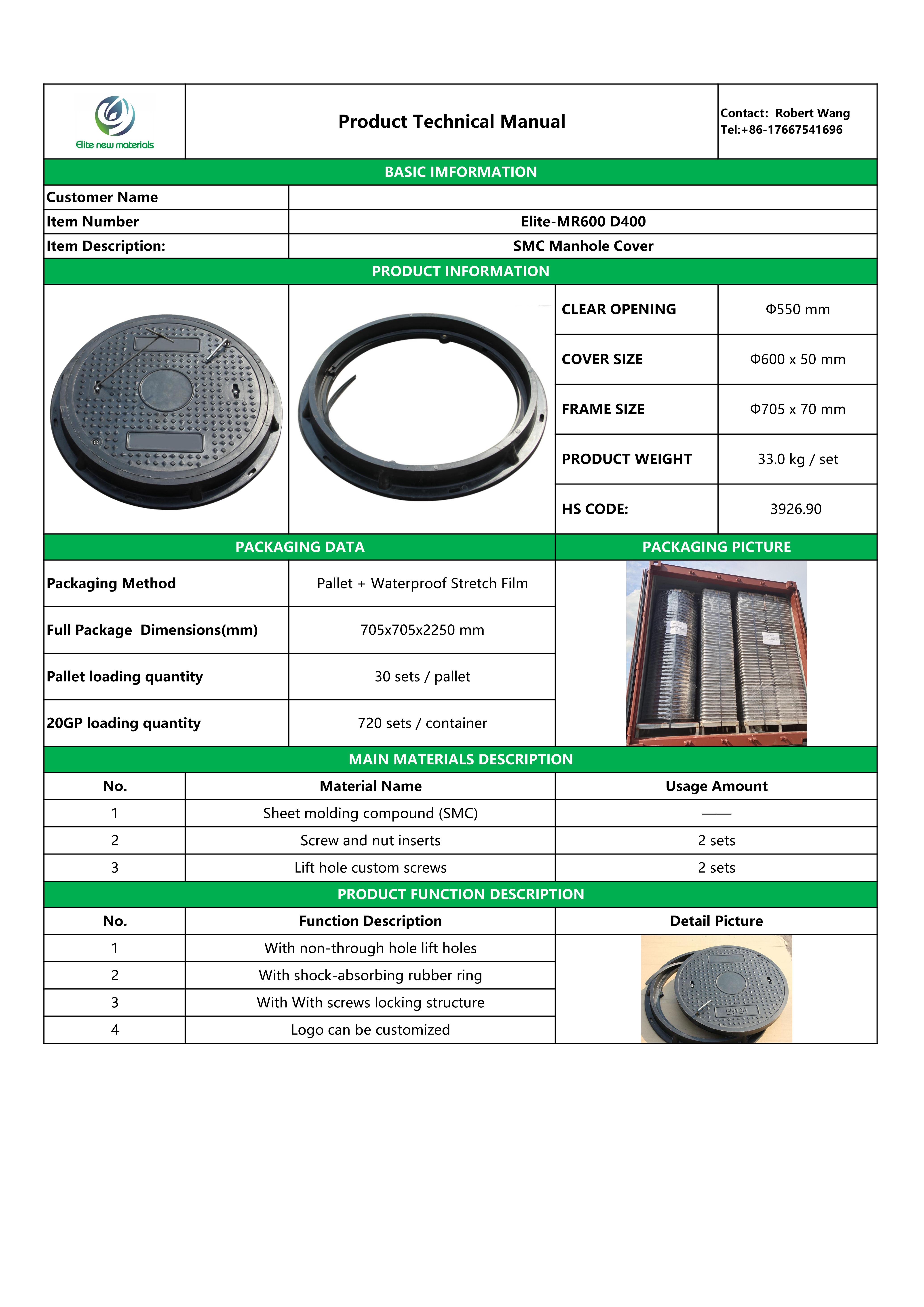 Manhole Cover MR600 D400